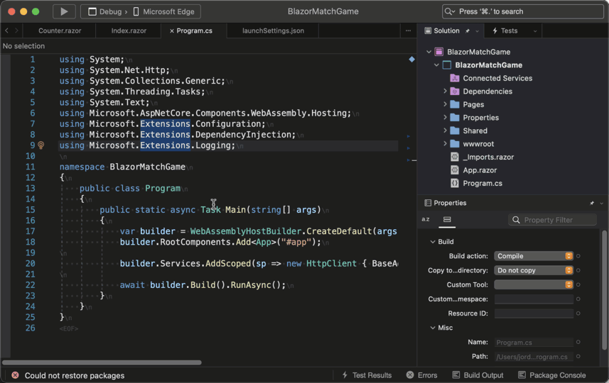 微软 Visual Studio 2022 for Mac 正式版发布:原生 macOS UI,.NET 6,适配苹果 M1 系列处理器 可将解决方案移到 IDE 的左侧